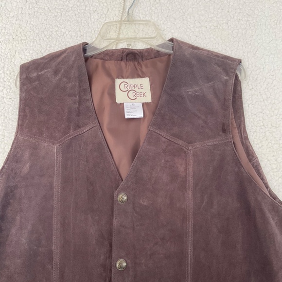 Cripple Creek Men's XL Dark Brown Suede Leather Snap Front Vest NWT - Picture 9 of 16